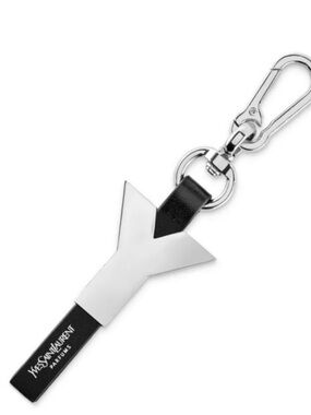 Yves Saint Laurent Parfums Silver Y Charm with Black Leather Strap